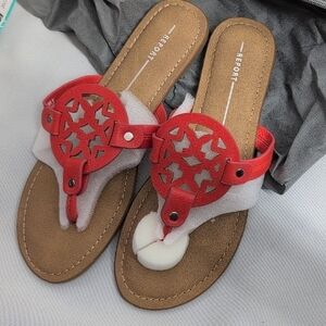 Report Coral and Tan Sandals
